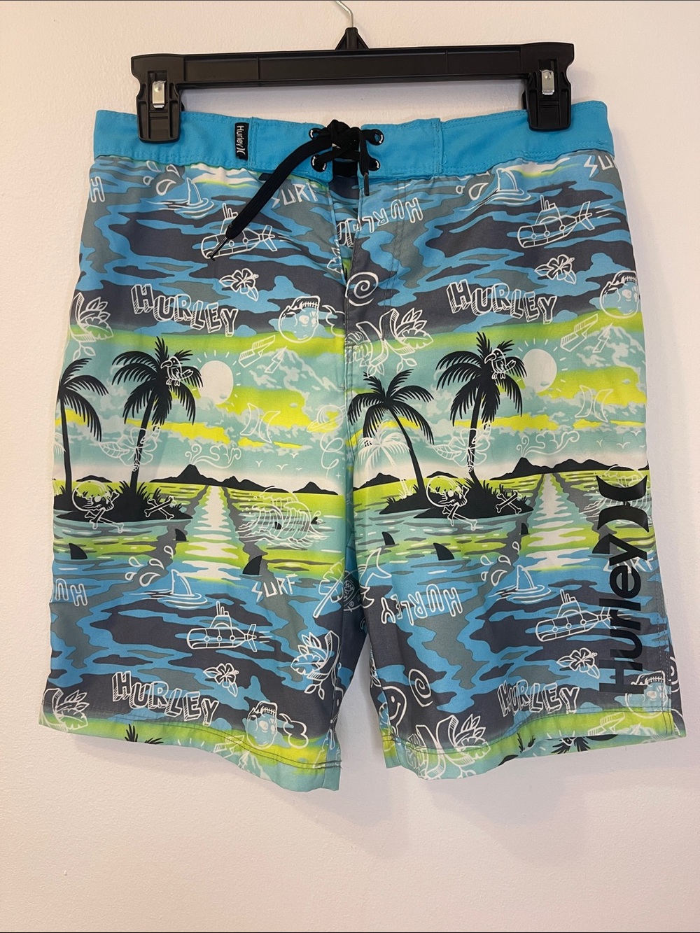 Hurley Island Graphic Boardshorts - Blue, Teal, Green Size 14/27